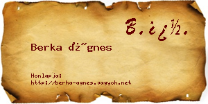 Berka Ágnes névjegykártya